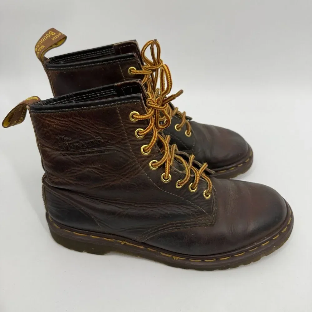 Dr. Martens 1460 Crazy Horse Brown Boots Made in England Vintage Mid Size 10.5?